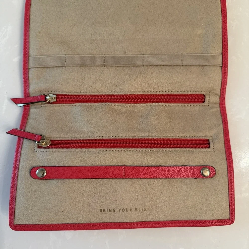 Red Jewelry Organizer Travel Clutch Case Storage‎